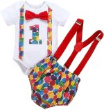 Baby Clothes 1st Birthday Outfits Short Long Sleeve Romper Pants Suspenders Strap Outfits Toddler Boy First Sets